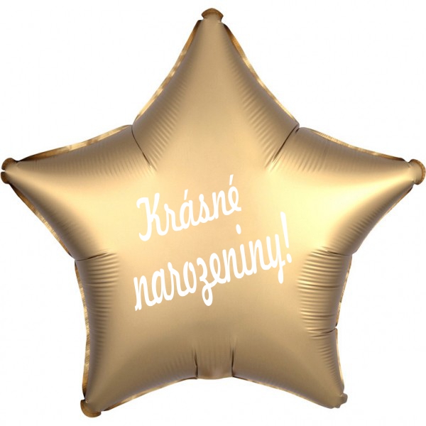 Balónek fóliová hvězda zlatá Krásné narozeniny! 